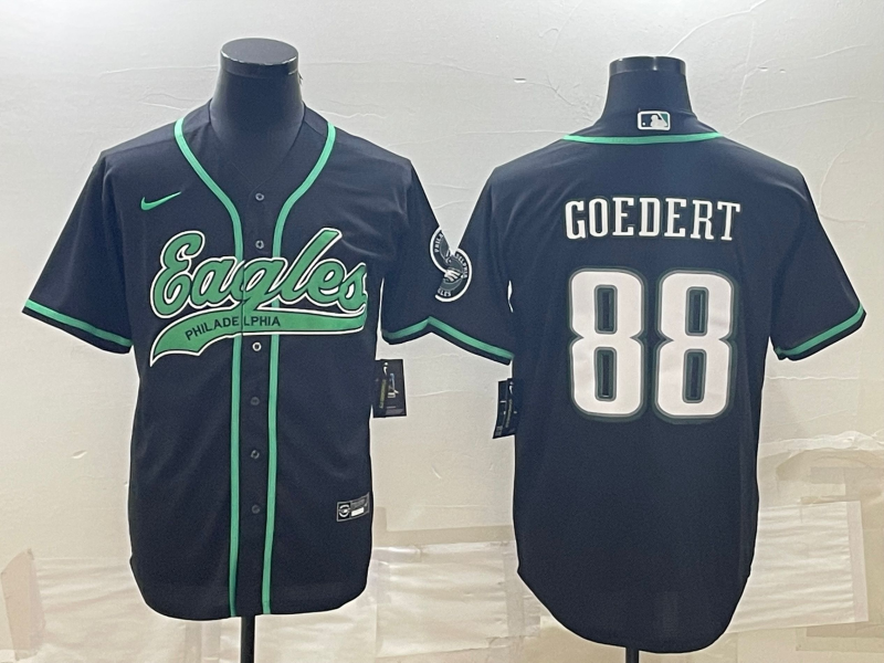 Men's Philadelphia Eagles #88 Dallas Goedert Black With Patch Cool Base Stitched Baseball Jersey Men's Philadelphia Eagles #88 Dallas Goedert Black With Patch Cool Base Stitched Baseball Jersey